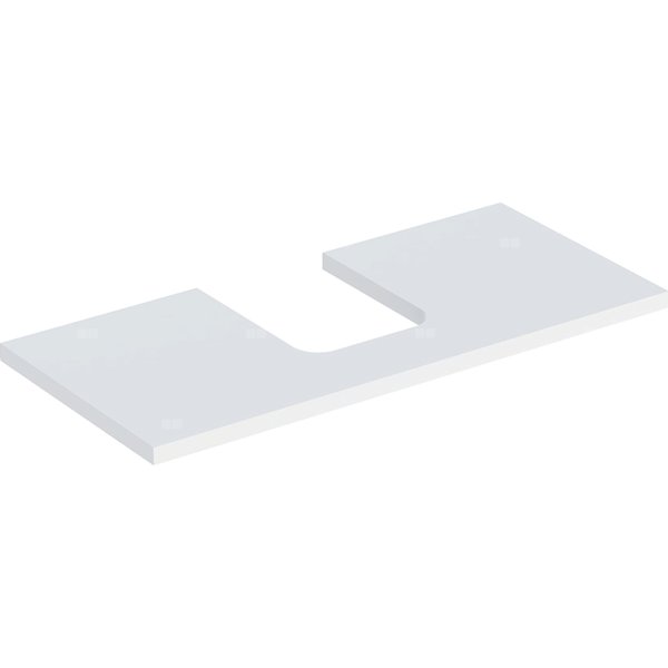Blat pod umywalkę Geberit ONE z wycięciem, do umywalki nablatowej w kształcie misy: B=104.2cm, Biały, Lakierowany matowy, Przekrój=Na środku