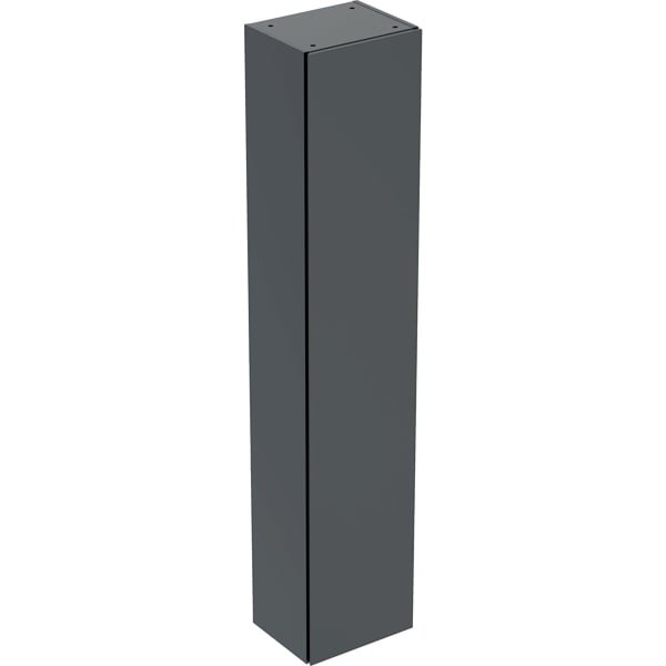 Wysoka szafka Geberit, z jednymi drzwiami: 36x180cm, Korpus i front: czarny / lakierowany matowy