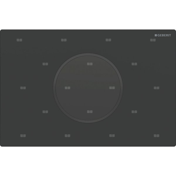 Przycisk uruchamiający Geberit Sigma10 do systemu spłukiwania WC z elektronicznym uruchamianiem spłukiwania, okrągły: Płyta: czarny mat, z powłoką easy-to-clean, Pierścień ozdobny: czarny