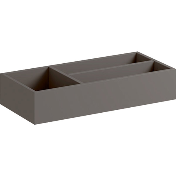 Wkład do szuflady Geberit Xeno², podział w kształcie litery T, do szuflady górnej: 32.3x6.2x15cm, Szary Scultura / Melamina, struktura drewna