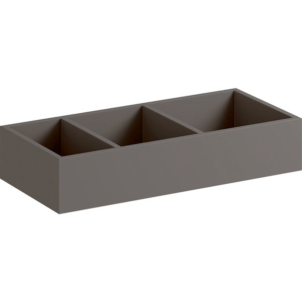 Wkład do szuflady Geberit Xeno², podział w kształcie litery H, do szuflady górnej: 32.3x6.2x15cm, Szary Scultura / Melamina, struktura drewna