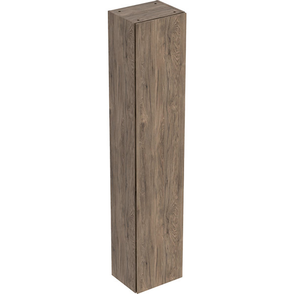 Wysoka szafka Geberit, z jednymi drzwiami: 36x180cm, Korpus i front: orzech hickory / melaminowa struktura drewna