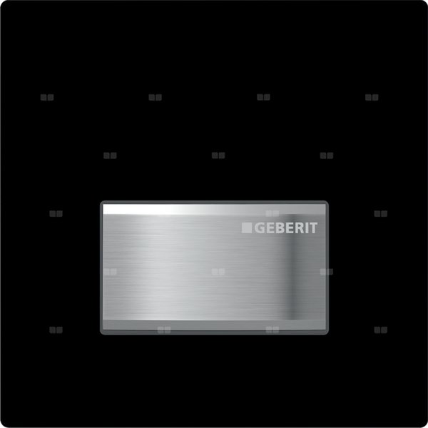 Przycisk uruchamiający Geberit typ 50 do systemu spłukiwania pisuarów z pneumatycznym uruchamianiem spłukiwania, kwadratowy: 13x13x1.1cm, Czarny, RAL 9005, Materiał=Cynkowy odlew ciśnieniowy / tworzywo sztuczne