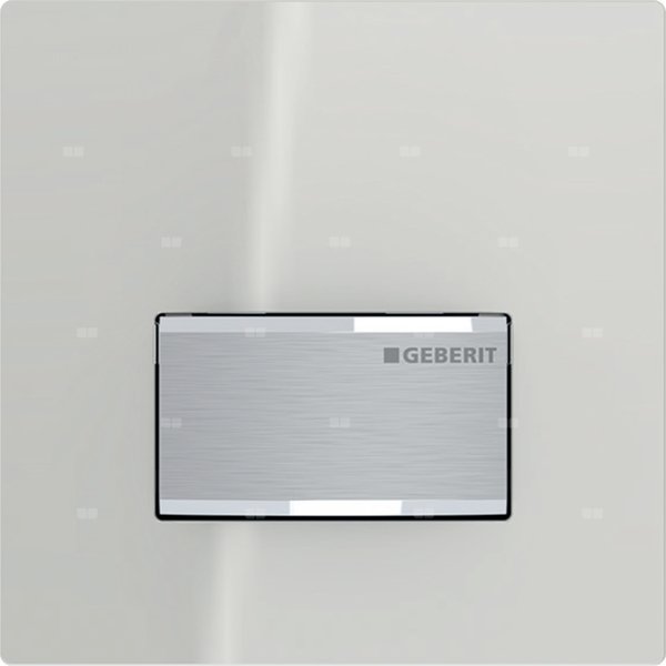 Przycisk uruchamiający Geberit typ 50 do systemu spłukiwania pisuarów z pneumatycznym uruchamianiem spłukiwania, kwadratowy: 13x13x1.2cm, Piaskowy szary, Materiał=Cynkowy odlew ciśnieniowy / szkło