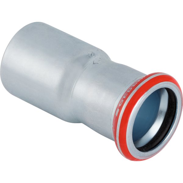 Przedłużka GEBERIT Mapress C-Stahl redukcja, stal (Ocynk galwaniczny/elektrolityczny) (ocynk), 18 mm, DN 15 x 12 mm x DN 10 (mufa zaprasowywana x końcówka wciskana) z uszczelką