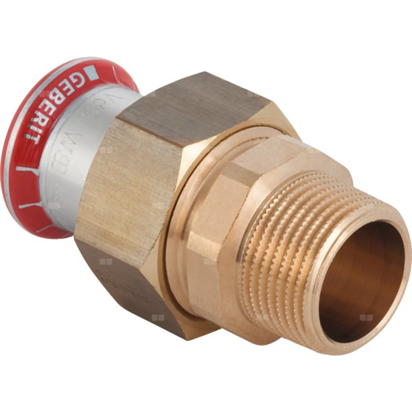 Śrubunek hydrauliczny GEBERIT Mapress C-Stahl przejściowy stal GZ 1'' 28 mm z pierścieniem zacinającym