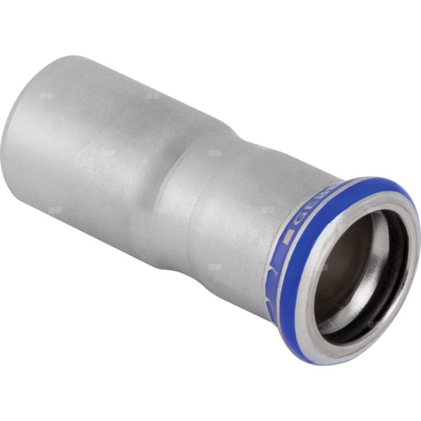 Przedłużka GEBERIT Mapress Edelstahl redukcja, stal nierdzewna, 18 mm, DN 15 x 15 mm x DN 12 (końcówka wciskowa x mufa zaprasowywana) z uszczelką