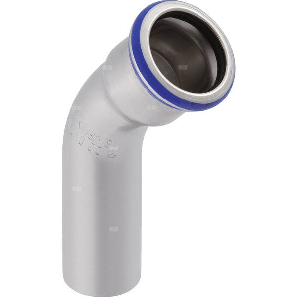 Kolano 45' GEBERIT Mapress Edelstahl jednokielichowe, stal nierdzewna, 54 mm (końcówka wciskowa x mufa zaprasowywana) z uszczelką