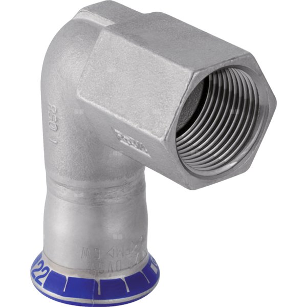 Kolano 90' GEBERIT Mapress Edelstahl przejściowe, stal nierdzewna, 3/8'' x 15 mm (GW x mufa zaprasowywana), (głębokość: 37 mm) z uszczelką