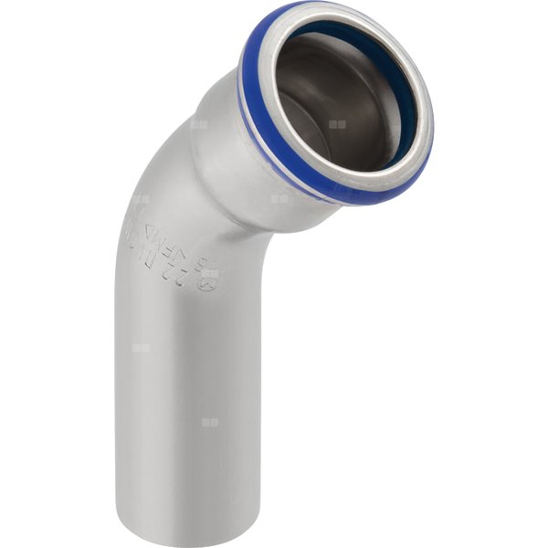 Kolano 45' GEBERIT Mapress Edelstahl FKM, stal nierdzewna / stal nierdzewna, 76.1 mm, DN 65 x 76.1 mm x DN 65 (końcówka wsuwana x mufa zaprasowywana) z uszczelką