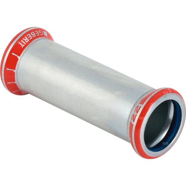 Mufa GEBERIT Mapress C-Stahl FKM przesuwna, stal (ocynk galwaniczny/elektrolityczny) (ocynk), 88.9 mm, DN 80 x 88.9 mm x DN 80 (MZ), (głębokość: 60 mm) z uszczelką