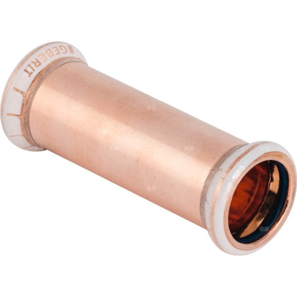 Mufa GEBERIT Mapress Kupfer FKM przesuwna, Cu, 28 mm, DN 25 x 28 mm x DN 25 (mufa zaprasowywana x mufa zaprasowywana), (głębokość: 15.5 mm) z uszczelką