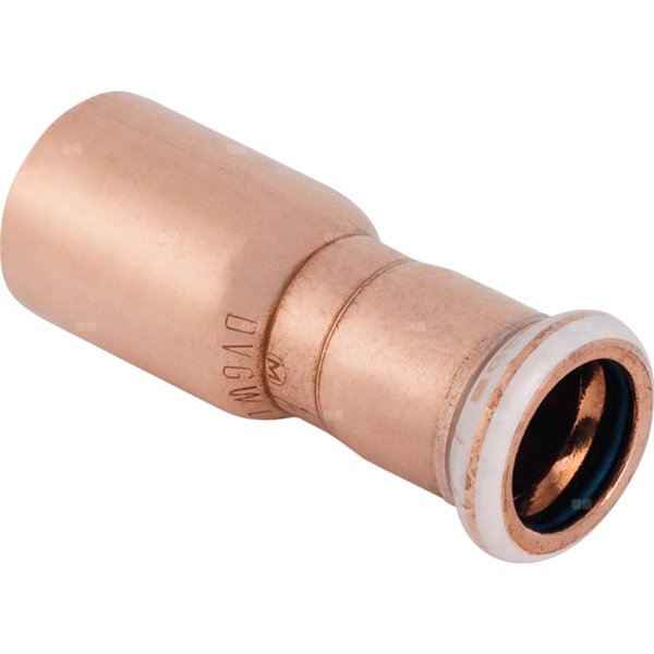 Przedłużka GEBERIT Mapress Kupfer FKM redukcja, Cu, 18 mm, DN 15 x 15 mm x DN 12 (końcówka wciskowa x mufa zaprasowywana) z uszczelką
