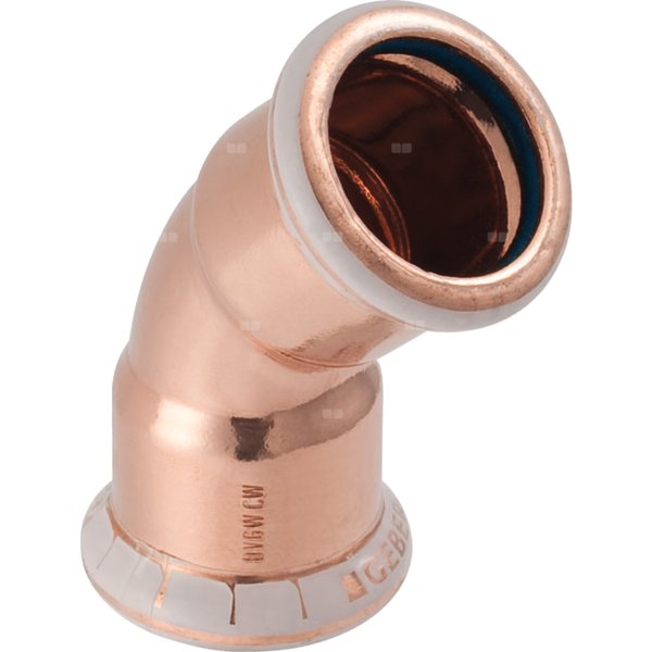 Kolano 45' GEBERIT Mapress Kupfer FKM, Cu, 42 mm, DN 40 x 42 mm x DN 40 (mufa zaprasowywana x mufa zaprasowywana), (głębokość: 17 mm) z uszczelką