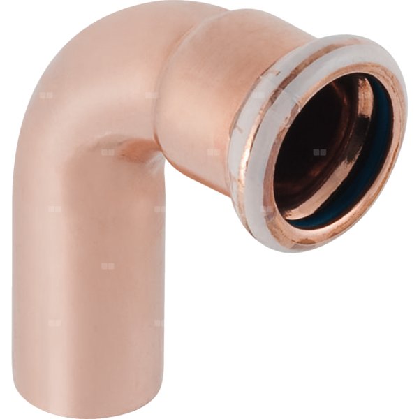 Kolano 90' GEBERIT Mapress Kupfer FKM, Cu, 15 mm, DN 12 x 15 mm x DN 12 (końcówka wciskowa x mufa zaprasowywana) z uszczelką