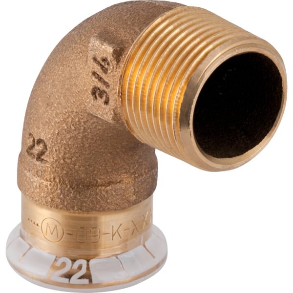 Kolano 90' GEBERIT Mapress Kupfer FKM przejściowe, Cu, 1/2'' x 18 mm (GZ x mufa zaprasowywana), (głębokość: 15 mm) z uszczelką
