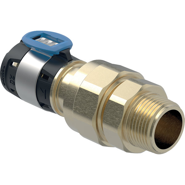 Złącze GEBERIT FlowFit, brąz krzemowy bezołowiowy, 1'' x 20 mm (GZ x łącznik zaprasowywany)