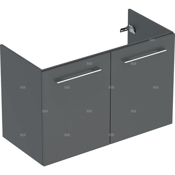 Szafka pod umywalkę meblową Geberit Selnova Square, slim, z dwoma drzwiami: B=98.8cm, Szerokość umywalki=100cm, H=63.5cm, T=50.2cm, Lava / Lakierowany matowy
