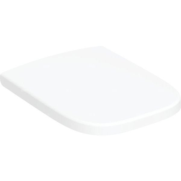 Deska sedesowa Geberit Light Square: Wolne opadanie=Tak, Zawiasy wypinane=Tak, Mocowanie=Od góry, Biały-alpin / Błyszczący