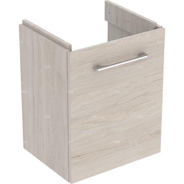 Dolna szafka pod umywalkę kompaktową Geberit Selnova Square, z jednymi drzwiami: Szerokość umywalki=50cm, Orzech włoski hickory jasny