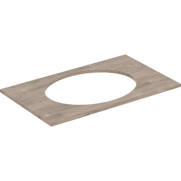 Blat pod umywalkę Geberit Selnova Square wpuszczaną w blat: B=79.1cm, Orzech włoski hickory / Melamina, struktura drewna