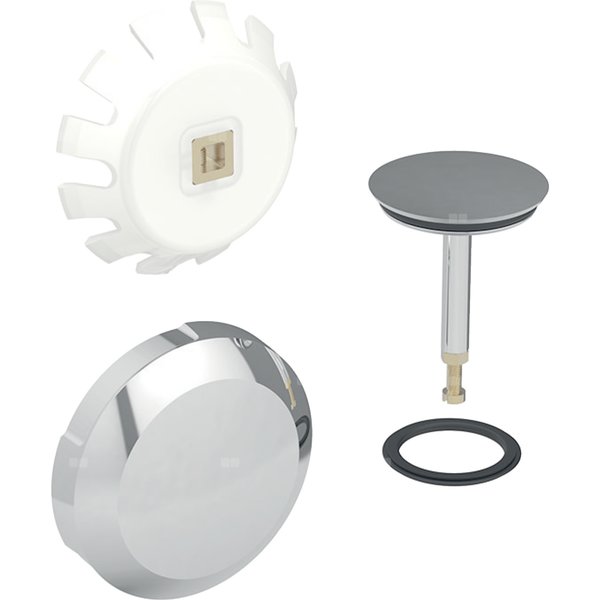 Zestaw wykończeniowy Geberit do zestawu odpływowo-przelewowego do wanien i brodzików d65, z uruchamianiem pokrętłem, chrom błyszczący