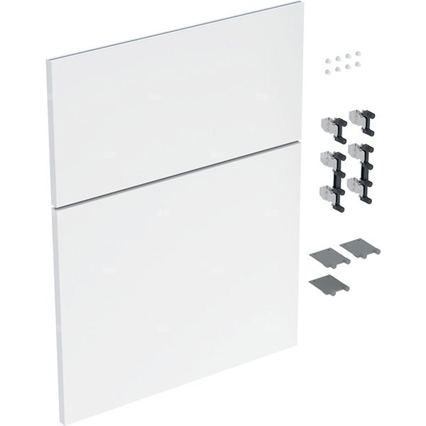 Zestaw frontów szuflad (2 szt.) do niskiej szafki bocznej, z dwoma szufladami GEBERIT iCon, kol. biały wysoki połysk szer.450 mm