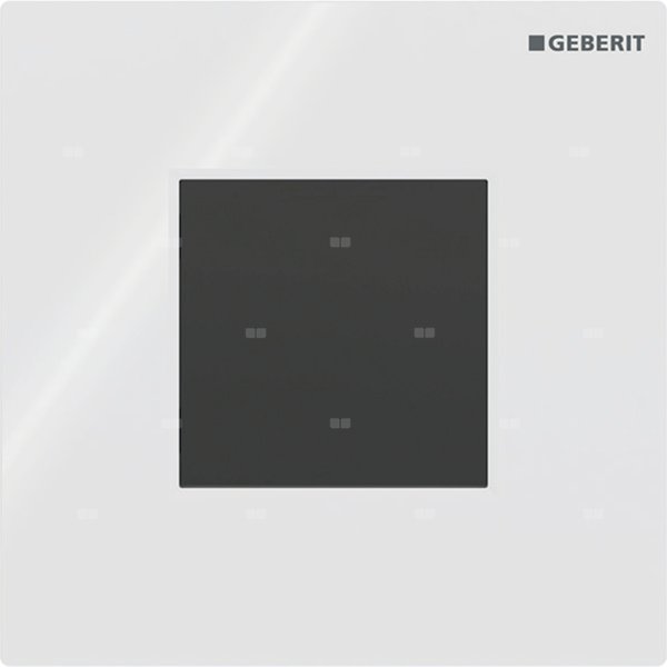 Elektroniczny zawór spłukujący Geberit do pisuaru, zasilanie 230V, Typ 01, biały, prostokątny