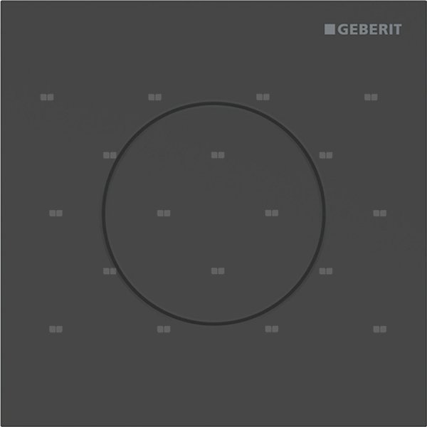 Przycisk uruchamiający Geberit typ 40 do systemu spłukiwania pisuarów z pneumatycznym uruchamianiem spłukiwania, okrągły: Czarny mat / Z powłoką easy-to-clean