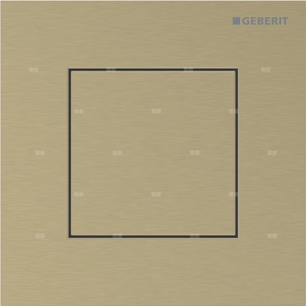 Przycisk uruchamiający Geberit typ 40 do systemu spłukiwania pisuarów z pneumatycznym uruchamianiem spłukiwania, kwadratowy: W kolorze mosiądzu / Szczotkowany, powlekany easy-to-clean