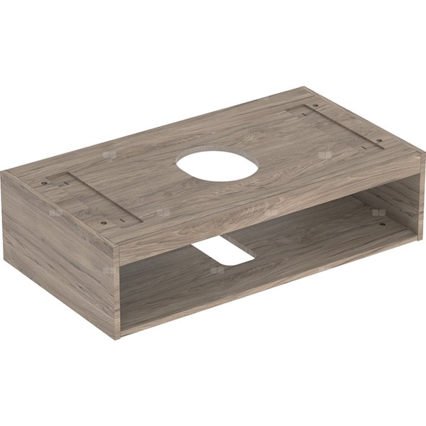 Korpus Geberit do dolnej szafki pod umywalkę stawianą na blat VariForm, z jedną szufladą: B=90cm, Orzech włoski hickory / Melamina, struktura drewna