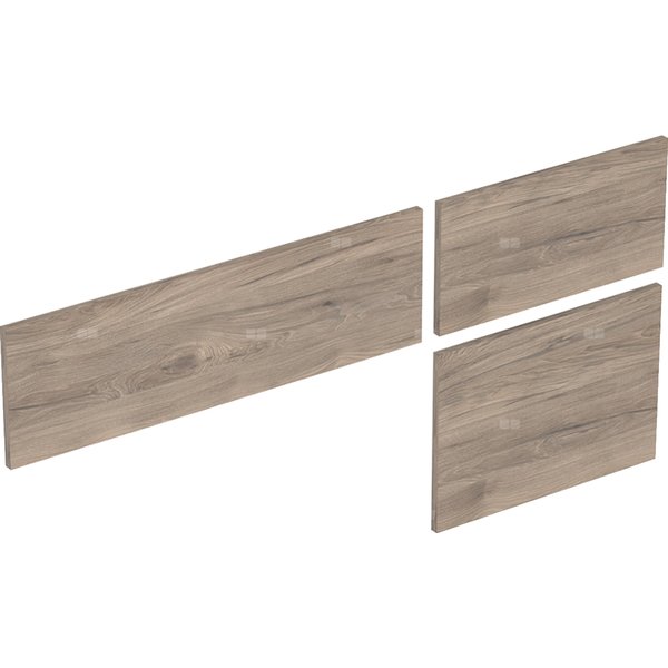 Zestaw frontów szuflad (3 szt.) do dolnej szafki pod umywalkę stawianą na blat variform GEBERIT, kol. orzech włoski hickory melamina, struktura drewna szer.1200 mm
