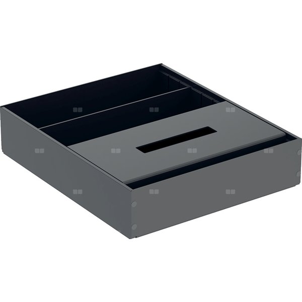 Przegródka do szuflady do szafki pod umywalkę Geberit ONE, dwie otwarte i jedna zamknięta przegródka