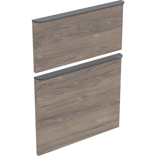 Zestaw frontów szuflad do szafki bocznej GEBERIT, kol. orzech włoski hickory melamina, struktura drewna szer.450 mm
