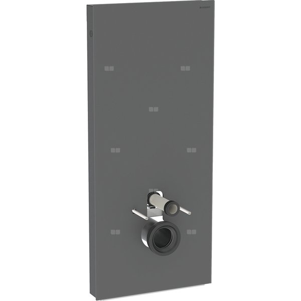 Moduł sanitarny Geberit Monolith do wiszącej miski WC, 114 cm, obudowa przednia ze szkła: Front: czarny / szkło satynowane, Obudowa boczna: czarny / aluminium szczotkowane