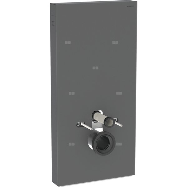 Moduł sanitarny Geberit Monolith Plus do wiszącej miski WC, 101 cm, obudowa przednia ze szkła: Front: czarny / szkło satynowane, Obudowa boczna: czarny / aluminium szczotkowane