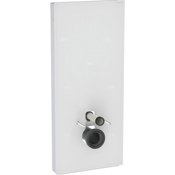 Moduł sanitarny Geberit Monolith Plus do wiszącej miski WC, 114 cm, obudowa przednia ze szkła: Front: biały / szkło satynowane, Obudowa boczna: aluminium szczotkowane
