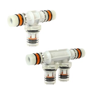 TRÓJNIK Z POJEDYNCZYM WYJŚCIEM SYSTEMU PUSH-FIT (BEZ TULEI RC900), DLA RUR PEX/AL./PEX I PB (20x2,0)x(8X1,0) MM