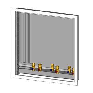 METALOWY SZABLON MONTAŻOWY STACJI Z POJEDYNCZYM WYMIENNIKIEM CIEPŁA GE556-1 + 4 KPL. ZAWORÓW ODCINAJĄCYCH (450x810x150) PRZYŁĄCZE DOLNE ¾”