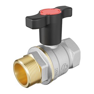 ZAWÓR KULOWY Z PEŁNYM PRZEPŁYWEM, PRZYŁĄCZEM PŁASKIM GZ, UCHWYT Z MOTYLKIEM POD IZOLACJE I TERMOMETR, NIKLOWANY 1 ½”