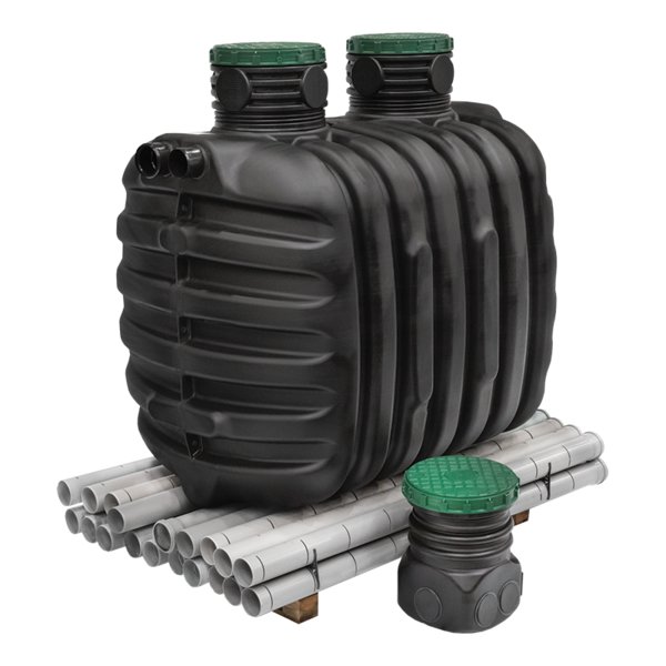 Epureco6 2700L zestaw drenaż - przydomowa jednozbiornikowa oczyszczalnia, oczyszczalnia drenażowa dla 5-6 RLM, tworzywowa oczyszczalnia mechaniczna , plastikowa oczyszczalnia ekologiczna , drenażówka , zestaw z drenażem , przepływówka z polem rozsączającym