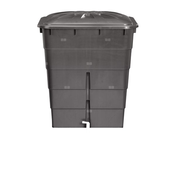 SQUARE zbiornik na deszczówkę 300 litrów, grafitowy, z pokrywą i kurkiem