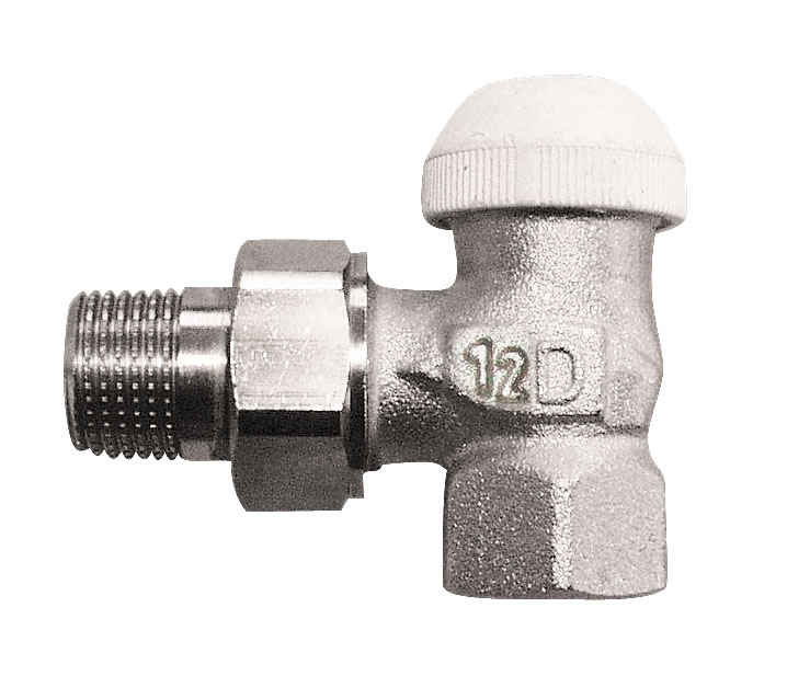 Zawór grzejnikowy termostatyczny HERZ TS-90 kątowy, połączenie 1/2'' (niklowanie) żółty