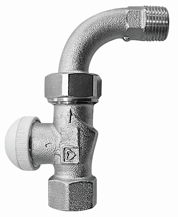 Zawór grzejnikowy termostatyczny HERZ TS-90 prosty z kolanem, połączenie 1/2'' (niklowanie) zielony
