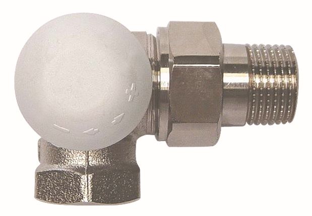 Zawór grzejnikowy termostatyczny HERZ TS-90 3-osiowy ab, połączenie 1/2'' (niklowanie) niebieski