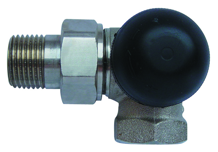 Zawór grzejnikowy termostatyczny HERZ TS-90-V 3-osiowy cd z nastawą wstępną, połączenie 1/2'' (niklowanie) czarny