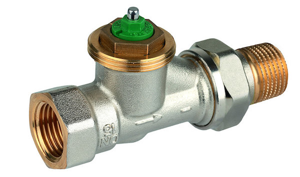 Zawór termostatyczny, prosty, wkładka LX, 1/2", gwint wewnętrzny, ze złączką do grzejnika z uszczelnieniem metal-metal