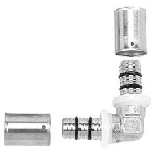 Kolano 90' IBP P7090, mosiądz niklowany, 16 mm (System B Flex)