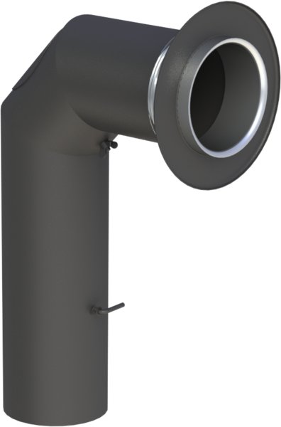 Zestaw składający się z przedłużonego kolana z klapą spalinową + 413, fi120mm, kolor czarny