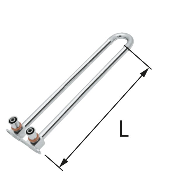 Kolano zespolone mosiężne z rurą Cu fi15 ultraPRESS - 16 L = 300 mm